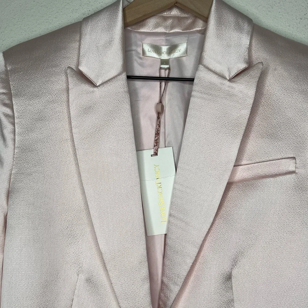 LoveShackFancy Gaston Silk Blazer, Macchiato, size 4 NWT